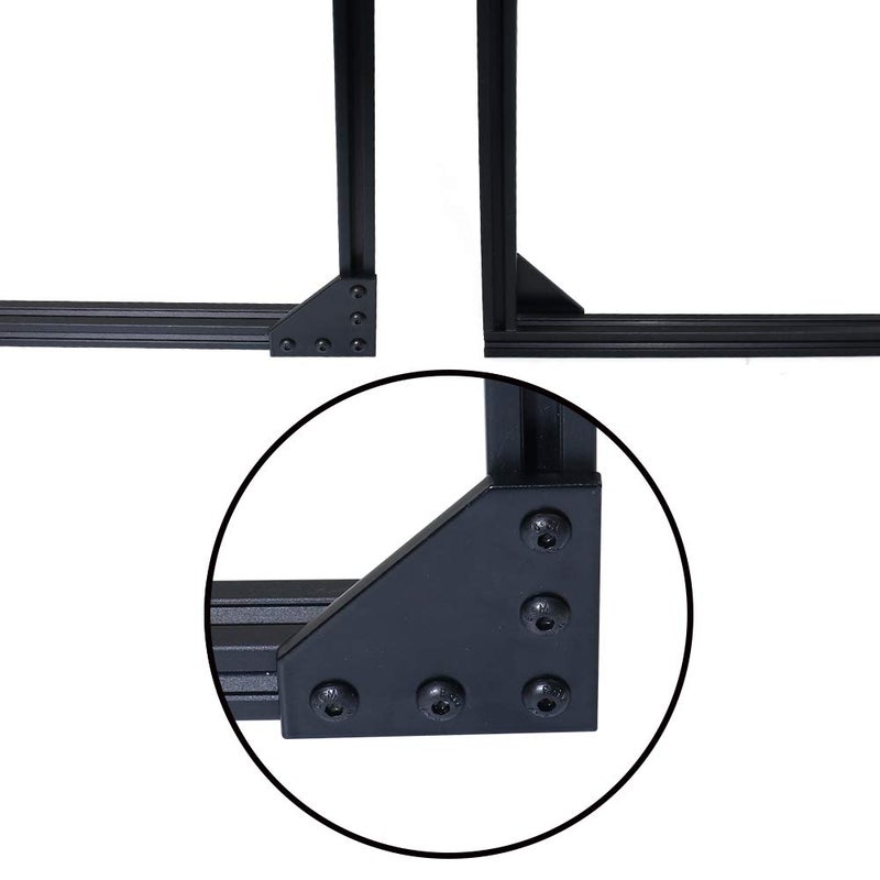 Boeray 10pcs 2020 Series 5 Hole Surface Anodic Oxidation L Shape Plate Outside Corner Bracket Aluminum Profile Connector Set with 50pcs T Nut + 50pcs Hex Screw + 1pcs Wrench Black - Image 4